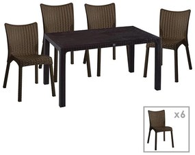 Τραπεζαρία Κήπου Explore-Confident 253-000048 (Σετ 7Τμχ) Coffee 7 Θέσεων