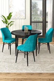 Dining Table &amp; Chairs Set (5 Pieces) Rox - Black Marble, Turquoise Black Marble
Turquoise