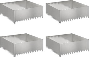 vidaXL Περίγραμμα γκαζόν 4 τμχ. 100 x 100 x 35 cm Ατσάλι Ασημί