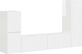 vidaXL Σετ επίπλου τηλεόρασης 4 pcs Υψηλής γυαλάδας λευκό