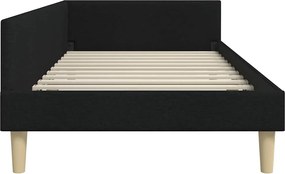 vidaXL Κρεβάτι Γωνίας Μαύρο 90 x 190 cm ύφασμα