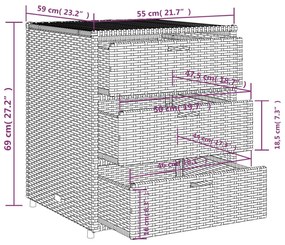 Ντουλάπι Αποθήκευσης Κήπου Μαύρο 55x59x69 εκ. Συνθετικό Ρατάν - Μαύρο