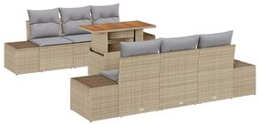 vidaXL Σέτ φαγητού για κήπο 7 pcs Μπεζ, Γκρι 100 x 55 x 73 εκ