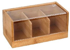 Κουτί 3 Θέσεων Με Καπάκι Bamboo-Acrylic Natural 22x13x10εκ. XYX108