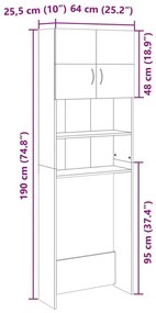 Ντουλάπι Πλυντηρίου Χρώμα Sonoma Δρυς 64x25,5x190εκ Επεξ. Ξύλο