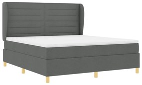 vidaXL Κρεβάτι Box Spring με Στρώμα σε Σκούρο Γκρι, 180x200 εκ Ύφασμα