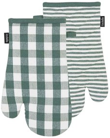 Γάντια Κουζίνας Eco Gingham (Σετ 2Τμχ) 40725 18x33cm Green Ladelle Polyester,Cotton
