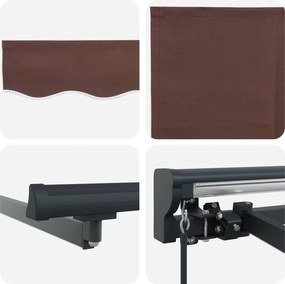 vidaXL Χειροκίνητο πλαίσιο τέντας με LED Καφέ 3 x 2 m