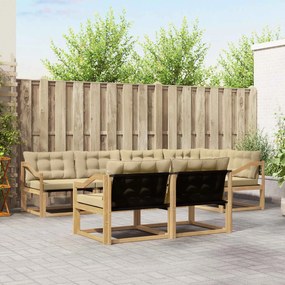 vidaXL Σειρά Καναπέ Εξωτερικού με μαξιλάρι 7 pcs Λευκό και Μπεζ