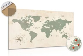 Εικόνα στο φελλό ενός αξιοπρεπούς παγκόσμιου χάρτη - 120x80  wooden