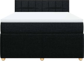 vidaXL Κρεβάτι Boxspring με Στρώμα Μαύρο 160x200 εκ. Υφασμάτινο