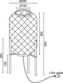 Επιτραπέζιο φωτιστικό μπαμπού D20xh43cm με 1 ντουί Ε27