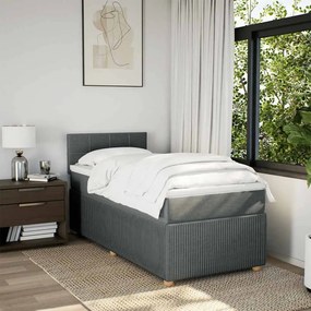 vidaXL Κρεβάτι Boxspring με Στρώμα Σκούρο Γκρι 90x190 εκ. Υφασμάτινο