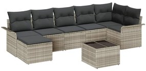 vidaXL Σετ Καναπέ Κήπου με μαξιλάρι 8 pcs Ανοιχτό γκρι Πολυ ράταν
