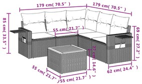 vidaXL Καναπές Κήπου 6 Τεμαχίων Μαύρο από Συνθετικό Ρατάν με Μαξιλάρια
