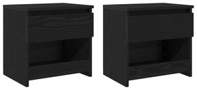 vidaXL Κομοδίνα 2 τμχ Μαύρο Ξύλο 40x30x39 εκ από Επεξεργασμένο Ξύλο
