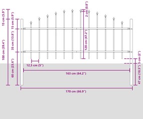 vidaXL Φράχτης κήπου  με καμάρα Λευκό 1,7x0,75 μ Ατσάλι