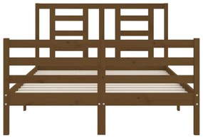 Πλαίσιο Κρεβατιού με Κεφαλάρι Μελί 140x200 εκ. Μασίφ Ξύλο - Καφέ