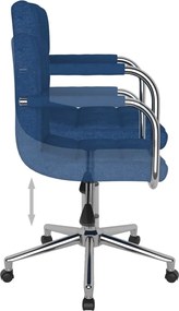 vidaXL Καρέκλα Τραπεζαρίας Περιστρεφόμενη Μπλε Υφασμάτινη