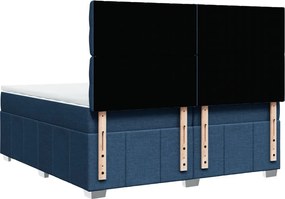 vidaXL Κρεβάτι Boxspring με Στρώμα Μπλε 200x200 εκ. Υφασμάτινο