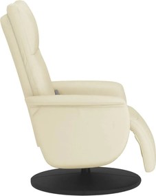 vidaXL Πολυθρόνα Μασάζ Ανακλινόμενη με Υποπόδιο Κρεμ από Συνθ. Δέρμα