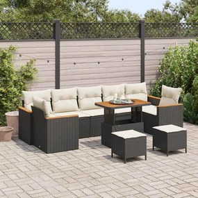 vidaXL Σετ Καναπέ Κήπου με μαξιλάρι 10 pcs Μαύρο Πολυ ράταν