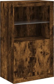 vidaXL Nτουλάπι Βοηθητικό με Φώτα LED Καπνιστή Δρυς Επεξεργασμένο Ξύλο