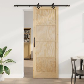 vidaXL Πόρτα  Συρόμενη με Σετ Εξαρτημάτων 83x232 cm Συμπαγές Ξύλο Πεύκου