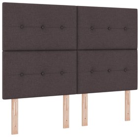vidaXL Κρεβάτι με Βάση και Στρώμα & LED Σκούρο Καφέ 140x190 εκ Ύφασμα