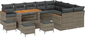 vidaXL Σετ Καναπέ Κήπου 13 pcs Γκρι συνθετικό ρατάν