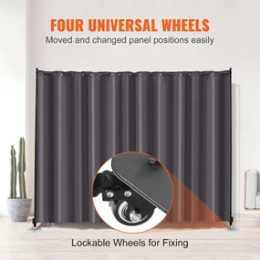 VEVOR Room Divider Portable Panel Room Divider with Wheels Privacy Screen Gray