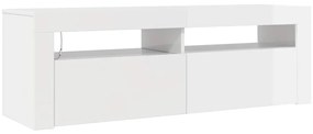 vidaXL Έπιπλο Τηλεόρασης με LED Γυαλιστερό Λευκό 120 x 35 x 40 εκ.