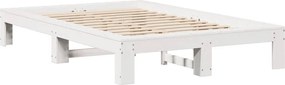 vidaXL Σκελετός Κρεβ. Χωρίς Στρώμα Λευκό 135x190 εκ Μασίφ Πεύκο