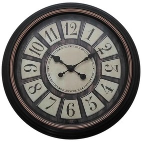 Ρολόι τοίχου Docto Inart σε μαύρη αντικέ απόχρωση Φ55.8x5.2εκ 55.8x55.8x5.2 εκ.