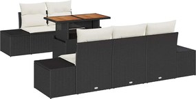 vidaXL Σετ Καναπέ Κήπου με αποθήκευση 6 pcs Μαύρο Πολυ ράταν
