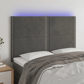 Κεφαλάρι Κρεβατιού LED Σκούρο Γκρι 144x5x118/128 εκ. Βελούδινο 3122333