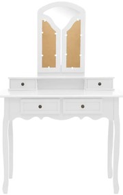vidaXL Μπουντουάρ με Σκαμπό Λευκό 100 x 40 x 146 εκ. Ξύλο Παυλώνιας