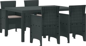 vidaXL Σέτ φαγητού για κήπο 5 τμχ. Ανθρακί Rattan Polt