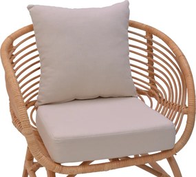 Πολυθρόνα Caxen pakoworld φυσικό rattan-λευκό μαξιλάρι 72x63x75εκ