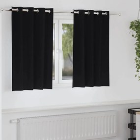 vidaXL Κουρτίνες με κουρτίνες 2 pcs Μαύρο Πολυεστέρας