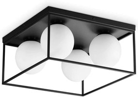 Φωτιστικό Οροφής - Πλαφονιέρα Lingotto 327860 45,5x45,5x21,5cm 4xE14 28W Black Ideal Lux