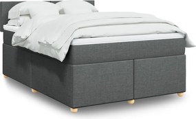 vidaXL Κρεβάτι Boxspring με Στρώμα Σκούρο Γκρι 140x200 εκ Υφασμάτινο