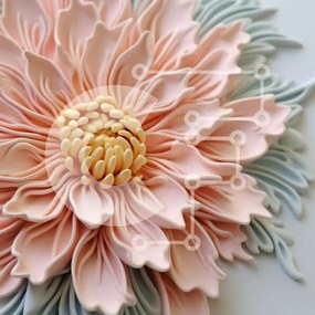 Intra Συλλεκτικό Ξύλινο Παζλ Plywood  4mm - Ροζ λουλούδι με κίτρινα κέντρα και πράσινα φύλλα Σε Ξύλινο Κουτί - Διαστάσεις: 10x10 cm – 25 κομμάτια