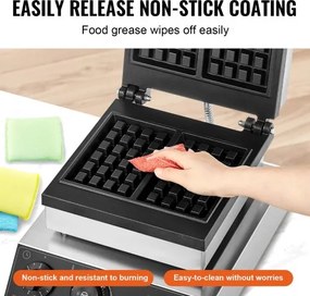 VEVOR 2PCS Commercial Waffle Maker Rectangle Waffle Baker Machine 2000W