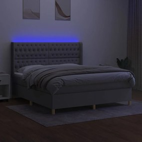 Κρεβάτι Boxspring με Στρώμα &amp; LED Αν.Γκρι 160x200εκ. Υφασμάτινο - Γκρι
