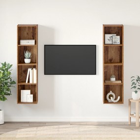 vidaXL Ντουλάπι TV 2 pcs Καφέ 37 x 37 x 142.5 εκ Επεξεργασμένο ξύλο
