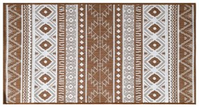 vidaXL Χαλί Εξωτερικού Χώρου με Αναστρέψιμο Σχέδιο Καφέ/Λευκό 80x150εκ