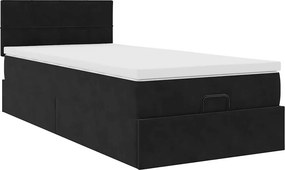 vidaXL Οθωμανικό κρεβάτι με στρώμα Μαύρο 90x190cm Velvet
