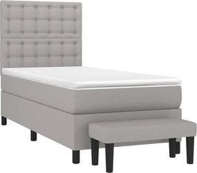 vidaXL Κρεβάτι Boxspring με Στρώμα Ανοιχτό Γκρι 80x200 εκ. Υφασμάτινο