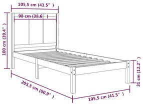 vidaXL Πλαίσιο Κρεβατιού 100 x 200 εκ. από Μασίφ Ξύλο Πεύκου